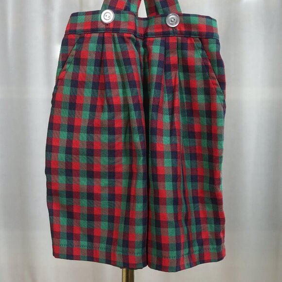 Vintage 90s Kelly's Kids Red Green Plaid Shortall Romper - Picture 3 of 6